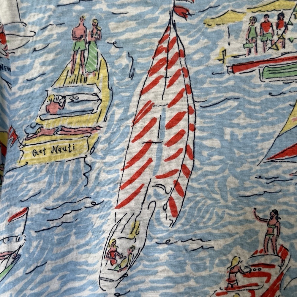 Lilly‎ Pulitzer Top T Shirt Sz XS Preppy Sailboat Coastal Cotton Casual Nautical - Picture 4 of 10